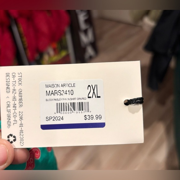 NWT MAISON ARTICLE BLOCK PAISLEY RAYON SHORT SLEEVE 2XL. Gorgeous shirt! - Picture 12 of 12